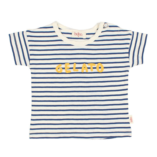 Gestreiftes T-Shirt von Búho, Gr. 3-24 Monate, Farbe: navy