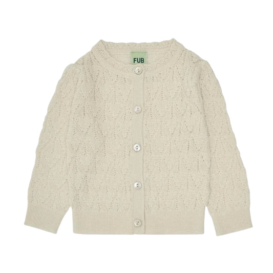 Pointelle Strickjacke aus Merinowolle von Fub, Gr. 62-92, Farbe: ecru
