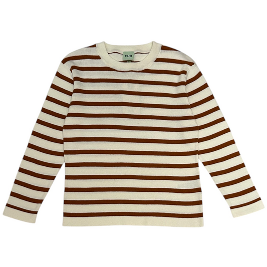Strick-Shirt gestreift von Fub aus 100% Bio-Baumwolle, Gr. 100–150, Farbe: ecru/ rust