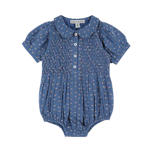 Gesmokter Romper von Emile et Ida, Gr. 3-24 Monate, Farbe: lizeron