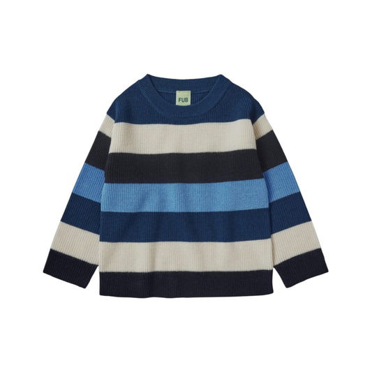 Klassischer Pullover aus Merinowolle von Fub, Gr. 100-150, Farbe: dark navy/ ecru/ pond blue/ deep sky