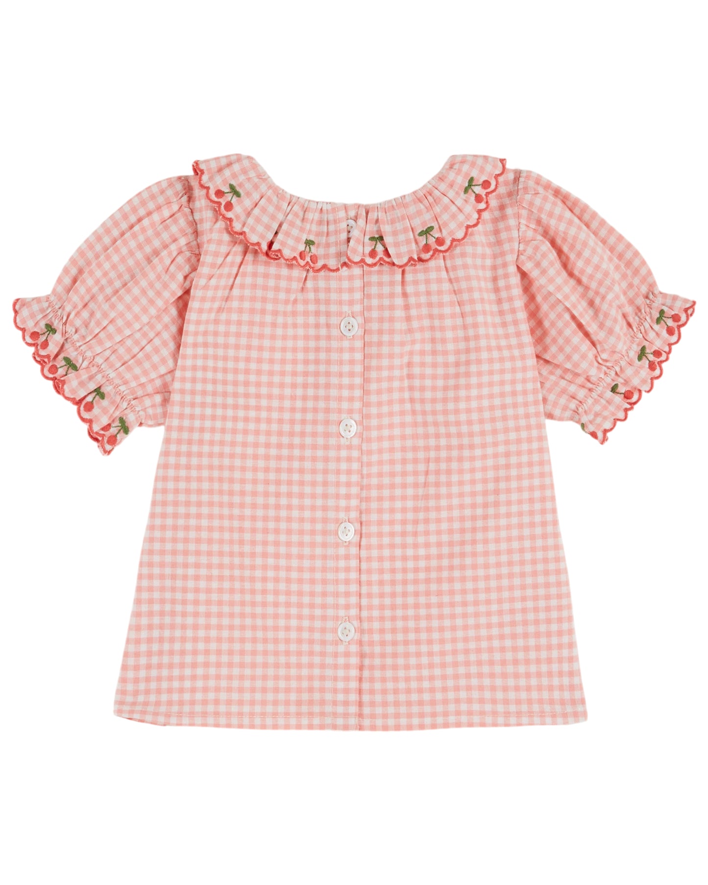 Karierte Bluse mit Stickerei von Emile et Ida, Gr. 6-24 Monate, Farbe: vivi