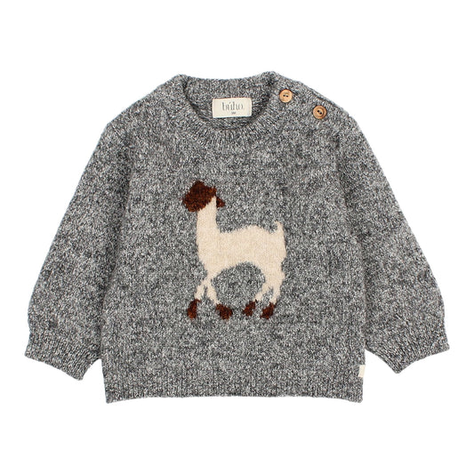 Pullover Lama von Búho, Gr. 6-24 Monate, Farbe: grey melange