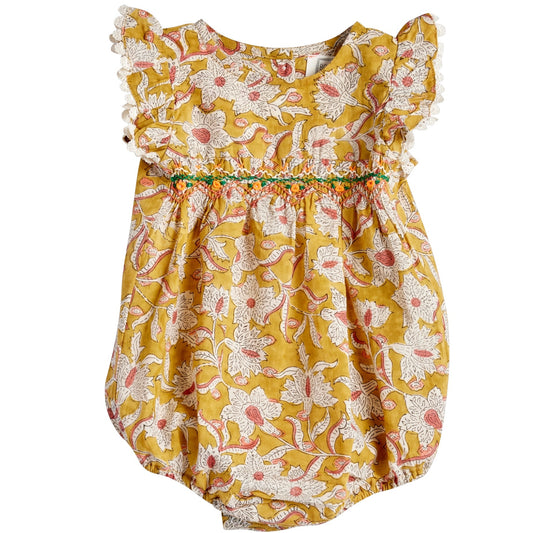 Gesmokter Romper von Bonheur du jour Paris, Gr. 3-24 Monate, Farbe: curcuma