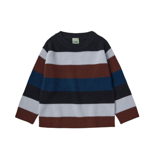 Klassischer Pullover aus Merinowolle von Fub, Gr. 100-150, Farbe: clay/dark navy/ ice/ pond blue