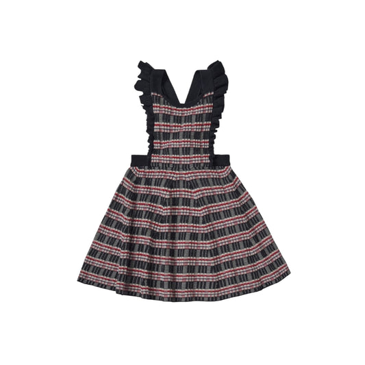 Latzrock aus Merinowolle von Fub, Gr. 100-120, Farbe: dark navy/ ecru/ red