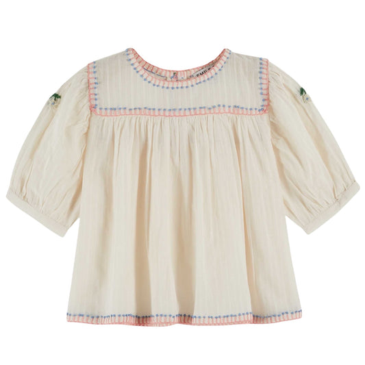 Bluse mit Stickerei von Emile et Ida, Gr. 9-24 Monate, Farbe: creme
