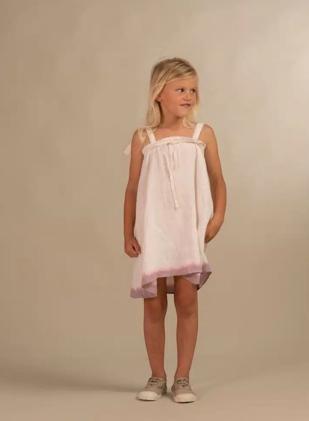 Vestido de lino de Longlivethequeen, talla 6-10 años, color: blanco leche