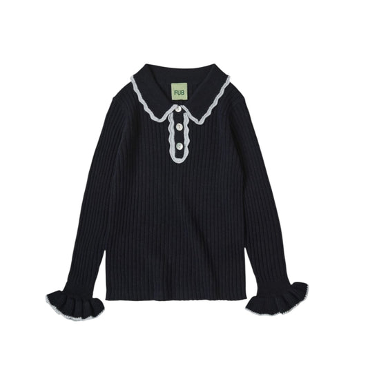 Ripp-Poloshirt aus Merinowolle von Fub, Gr. 100-150, Farbe: dark navy/ ice