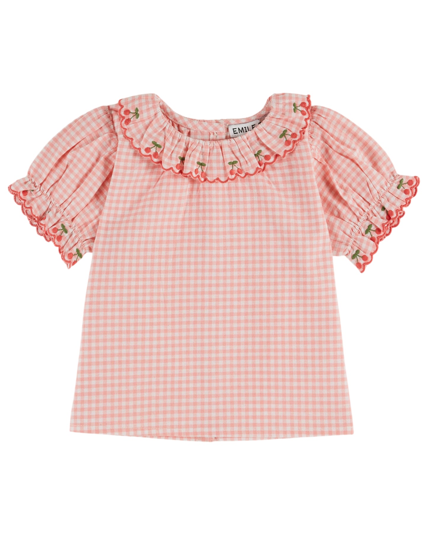 Karierte Bluse mit Stickerei von Emile et Ida, Gr. 6-24 Monate, Farbe: vivi