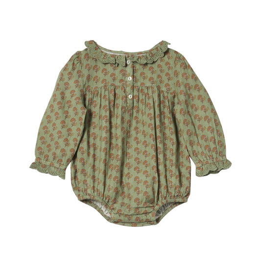 Romper mit Blumenmuster von Bonheur du jour Paris, Gr. 3-24 Monate, Farbe: olive